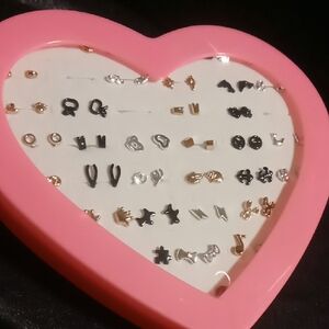 Girls stud Heart-Shaped Jewelry Set - Gold and Silver Tone earrings
